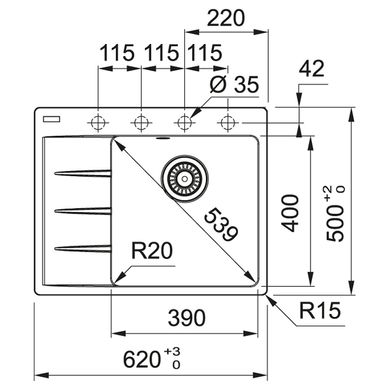 Кухонна мийка FRANKE CENTRO CNG 611-62 TL BLACK EDITION (114.0699.242)
