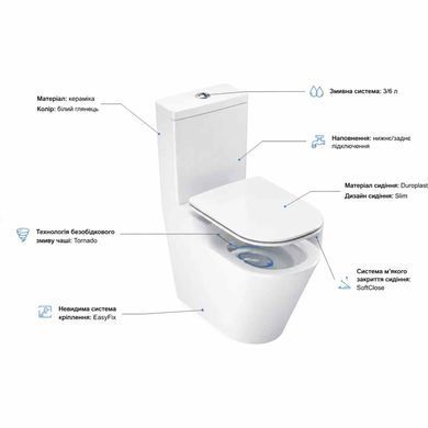 Напольный унитаз RAVAK TORRENTA ROUND COMBI RIMOFF TORNADO + сиденье SOFT CLOSE (RKUJ100023)