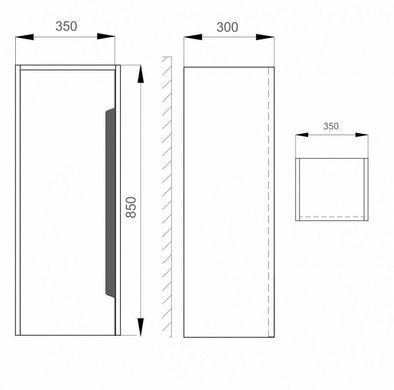 Шкафчик Sanwerk "GRETA AIR" 1F подвесной, правый 350x300 мм h850, белый MV0000330