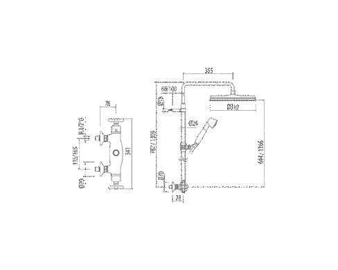 Душевая система TRES Monoclasic с термостатом бронза 03219502LV