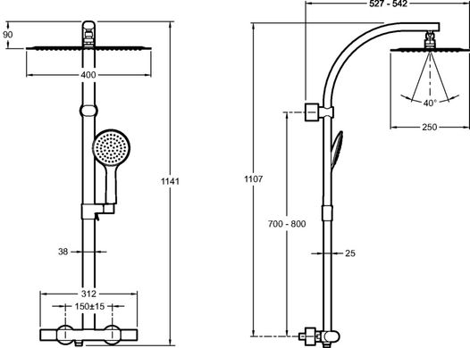 Jacob Delafon OBLO DESIGN Е20642-CP змішувач для душу термостат