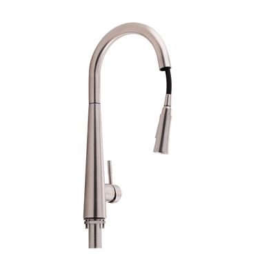 Змішувач для кухні Qtap Evicka з висувним виливом QTEVI91103UN Brushed Nickel PVD