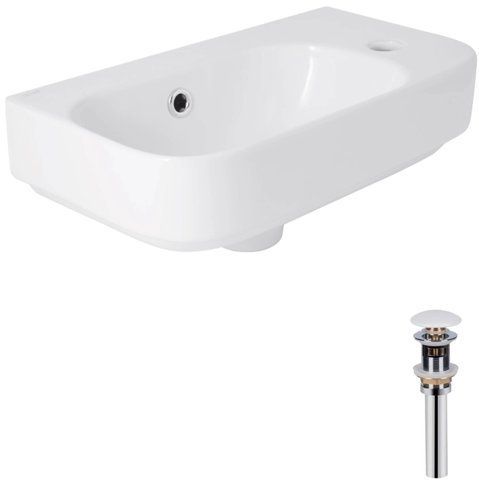 Раковина QTAP TERN 450х250х158 R WHITE + донний клапан PU02O (QT17115117RWN47328)