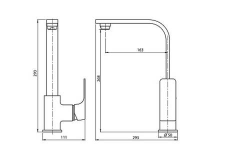 Змішувач для кухні KOLLER POOL NEON CUBE / 35 мм (NC0500)