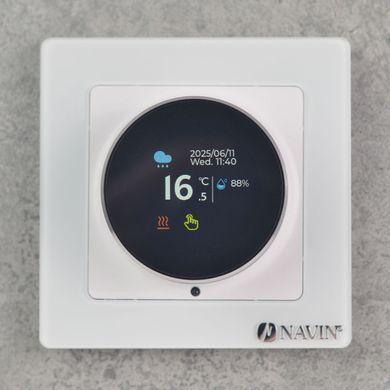 Терморегулятор для теплої підлоги NAVIN EH20R-16A Wi-Fi TUYA / білий / зовнішній датчик температури (24-160075-0331)