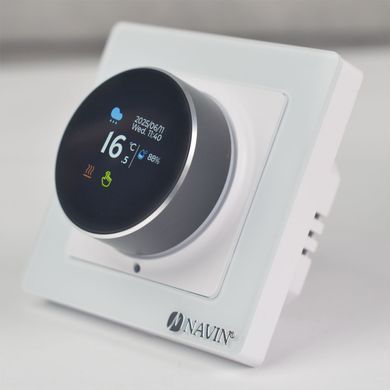 Терморегулятор для теплої підлоги NAVIN EH20R-16A Wi-Fi TUYA / білий / зовнішній датчик температури (24-160075-0331)