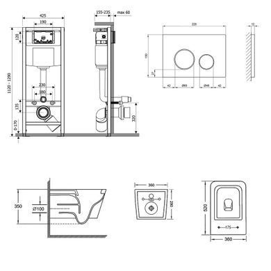 Комплект 3в1: Инсталляция для унитаза QTAP NEST ST (QT05335170W0133M425M11112CRM)