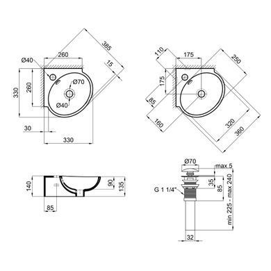 Раковина QTAP LEO 40х40 / донний клапан (QT11115010W)