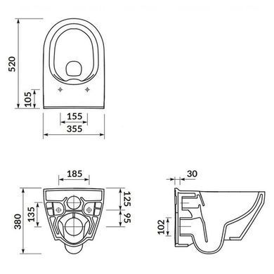 Підвісний унітаз CERSANIT CREA CLEAN ON / сидіння SOFT CLOSE SLIM (S701-403)