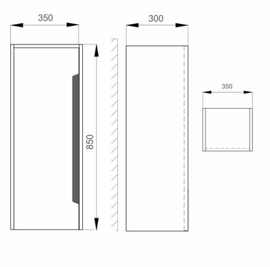 Шкафчик Sanwerk "GRETA AIR" 1F подвесной, левый 350x300 мм h850, белый MV0000332
