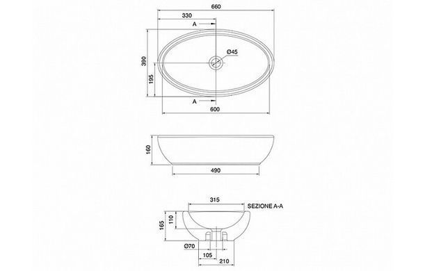 Раковина SCARABEO PLANET 39х66 WHITE (8111)