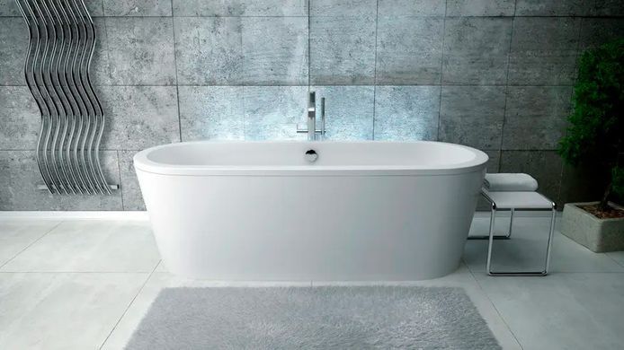 Ванна акриловая отдельностоящая BESCO VICTORIA 185х83 / черная + сифон (#WKV-185-WO + 40%)