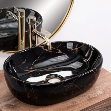 Раковина REA AMELIA MARBLE SHINY 34.5х48 / чорна (REA-U8000)