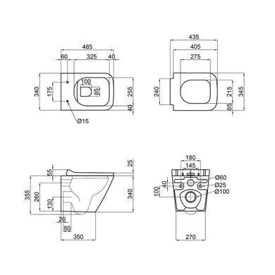 Подвесной унитаз QTAP TERN / черный / сидение SOFT CLOSE (QT1733052ERMB)