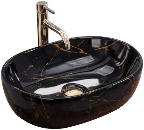 Раковина REA AMELIA MARBLE SHINY 34.5х48 / чорна (REA-U8000)