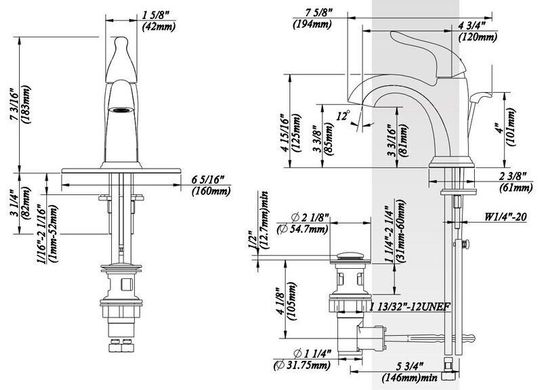 Змішувач для раковини KRAUS ARCUS однорычажный, c донным клапаном h183 мм, сатин FUS-1011SN