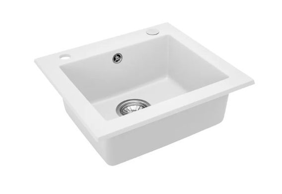 Кухонна мийка REA WEST 48.5X44 / біла + сифон (ZLE-00123)