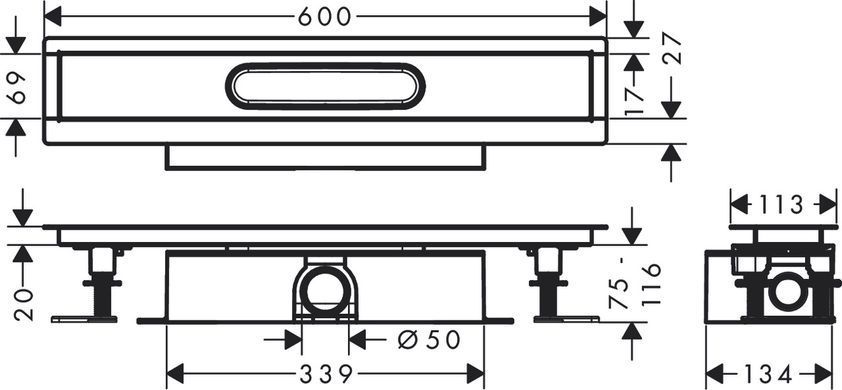 Монтажный комплект HANSGROHE UBOX UNIVERSAL &Oslash;50 / 600мм / для каналов (56022180)