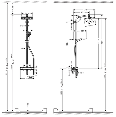 Hansgrohe Душевая система Crometta E Showerpipe 240 1jet с термостатом (27271000)