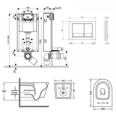 Комплект 3в1: Инсталляция для унитаза QTAP NEST ST (QT16335178W0133M425M06029SAT)