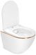 Подвесной унитаз REA CARLO WHITE MINI FLAT / белый / золото + сиденье SLIM SOFT CLOSE (REA-C1222)