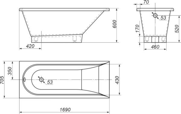 Ванна із штучного каменю Rock Design Pure 1700x700 (П64896165)