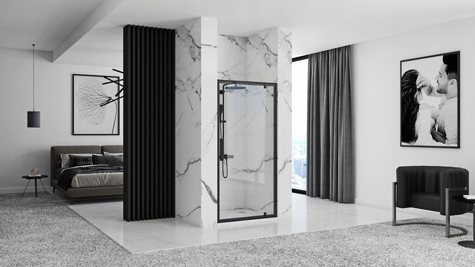 Душевые двери REA RAPID SWING 80X195 / профиль черный / стекло прозрачное (REA-K6408)