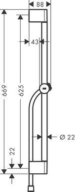HANSGROHE Душевая штанга PULSIFY 65 см со шлангом 160 см CHROME (24400000)