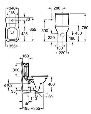 Підлоговий унітаз ROCA DEBBA + сидіння SLIM SOFT CLOSE (A34P998000)