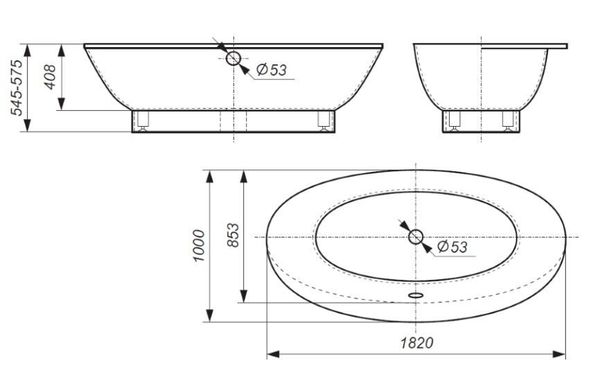 Ванна с искуственного камня Rock Design "Мона" 182*100 (1M182100)