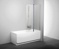 Шторка для ванни RAVAK Chrome CVS2-100 L двохелементна, ліва 1000 мм h1500, профіль білий, скло TRANSPARENT 7QLA0100Z1, 1000