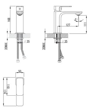 IMPRESE BILOVEC смеситель для умывальника, хром, 35 мм (05255)