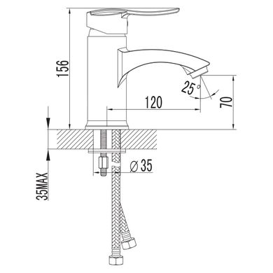 IMPRESE NOVA VLNA смеситель для умывальника, хром, 40 мм (05135)