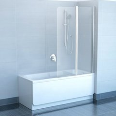 Шторка для ванни RAVAK Chrome CVS2-100 R двохелементна, права 1000 мм h1500, профіль білий, скло TRANSPARENT 7QRA0100Z1, 1000