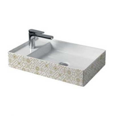 Раковина ARTCERAM SCALINO 38х60 / біла / золото з візерунком (SCL003 01; 90)