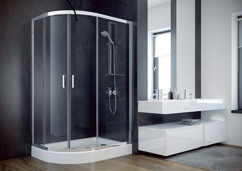 Душевая кабина BESCO MODERN 120х90х185 / асимметричная / профиль хром / стекло серое (MA-120-90-G)