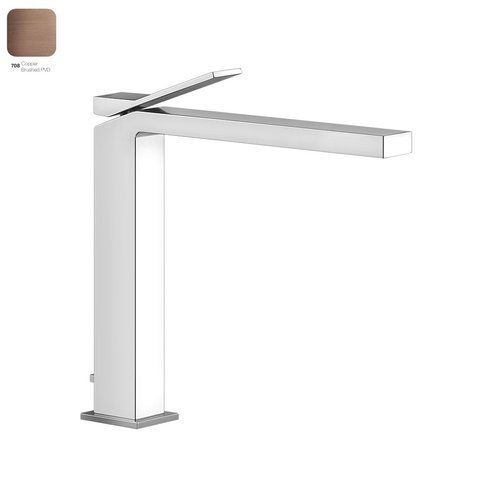 Змішувач для умивальника GESSI RETTANGOLO K, високий, донний клапан, COPPER BRUCHED PVD (53003708)