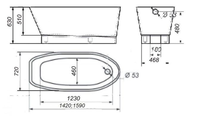 Ванна с искуственного камня Rock Design "Барса" 159*72 (1BR142072)