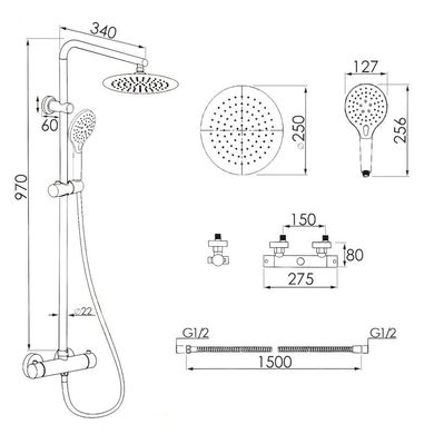 Душевой гарнитур Yoka OMAN 25 THERM L.GOLD золотой (BP.OMAN25-THERM-GLD)