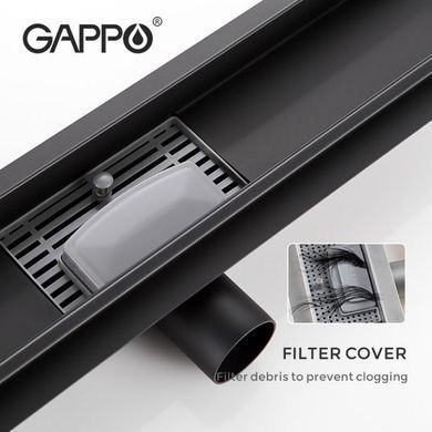 Трап для душа GAPPO G85007-36, 70х500 мм, нержавеющая сталь, черный (1043332)