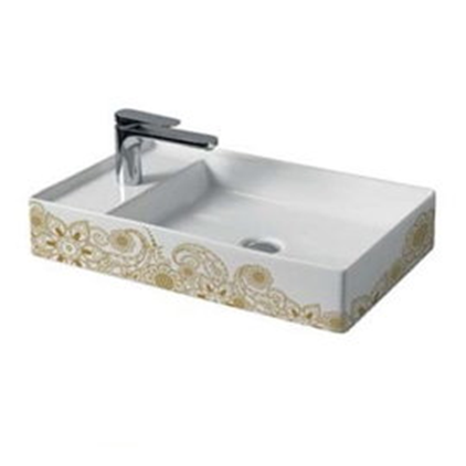 Раковина ARTCERAM SCALINO 38х60 / біла / золото з візерунком (SCL003 01; 15)