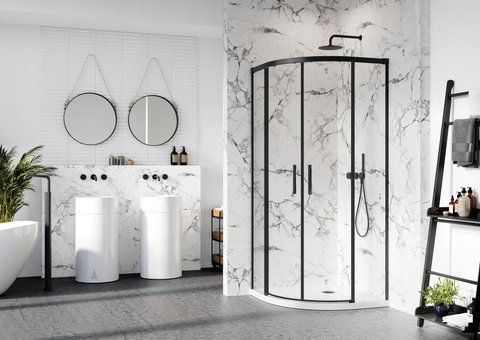Комплект душових стінок RADAWAY IDEA BLACK PDD 80х120х2005 / профіль чорний / скло прозоре (387154-54-01)