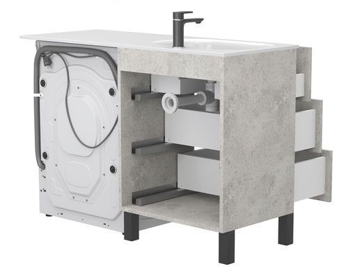 Тумба напольная MIRAGGIO TESSA / камень серый + раковина LAKE 1250 L (8815282)
