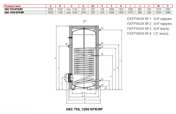 Бойлер непрямого нагріву для теплових насосів DRAZICE OKC 750 NTR/HP (105513051)