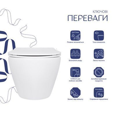 Подвесной унитаз QTAP JAY + сиденье SOFT CLOSE (QT07335175W)