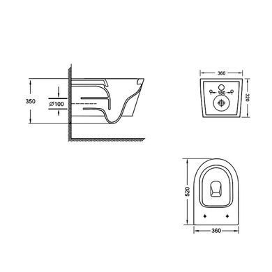 Подвесной унитаз QTAP JAY + сиденье SOFT CLOSE (QT07335175W)
