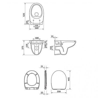Підвісний унітаз CERSANIT CERSANIA SIMPLE ON / сидіння SOFT CLOSE SLIM (S701-554)