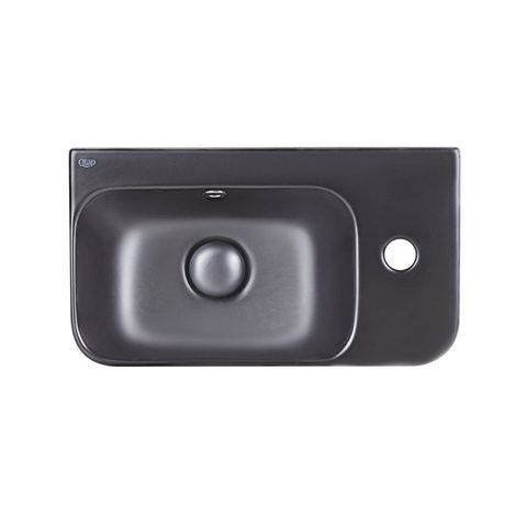 Раковина QTAP TERN 26х45 R / черная / донный клапан (QT17115117RMB)